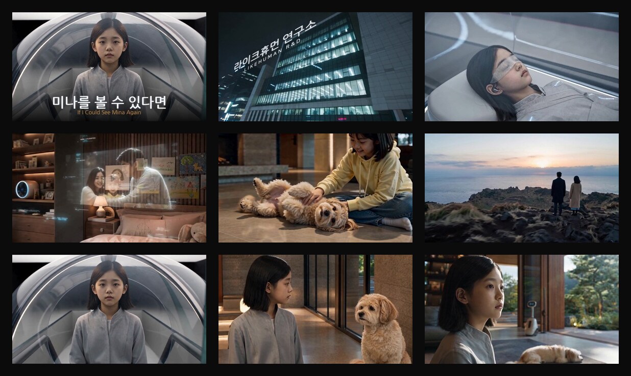 AI 단편영화 「미나를 볼 수 있다면」 · 8분 30초 프로젝트 이미지